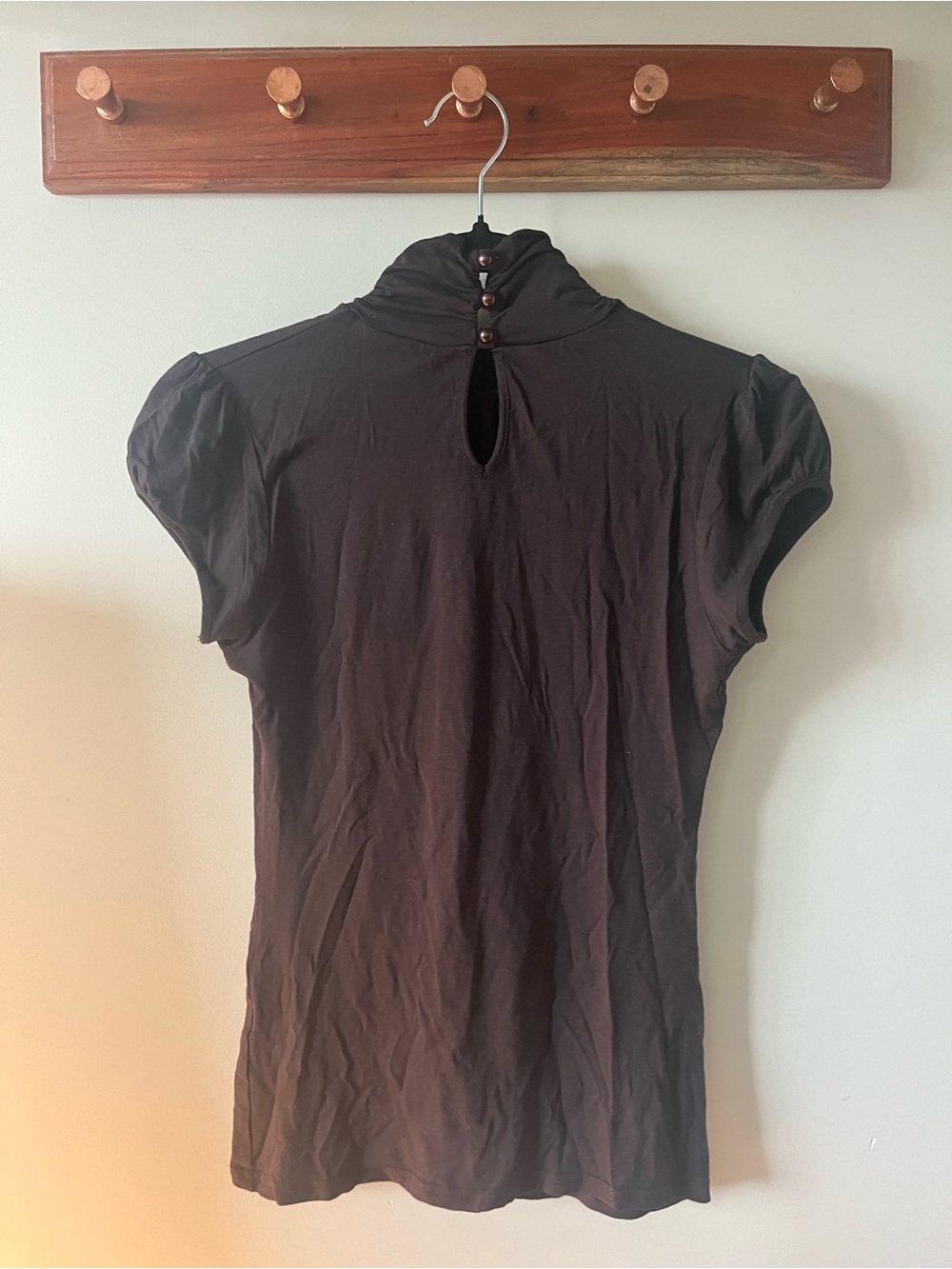 Brown Mockneck Button Top (similar to Peachy Den Kylie Button Top in chocolate)